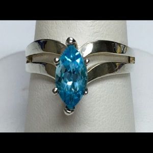 Diamond shaped aqua marine CZ  975 sterling silver